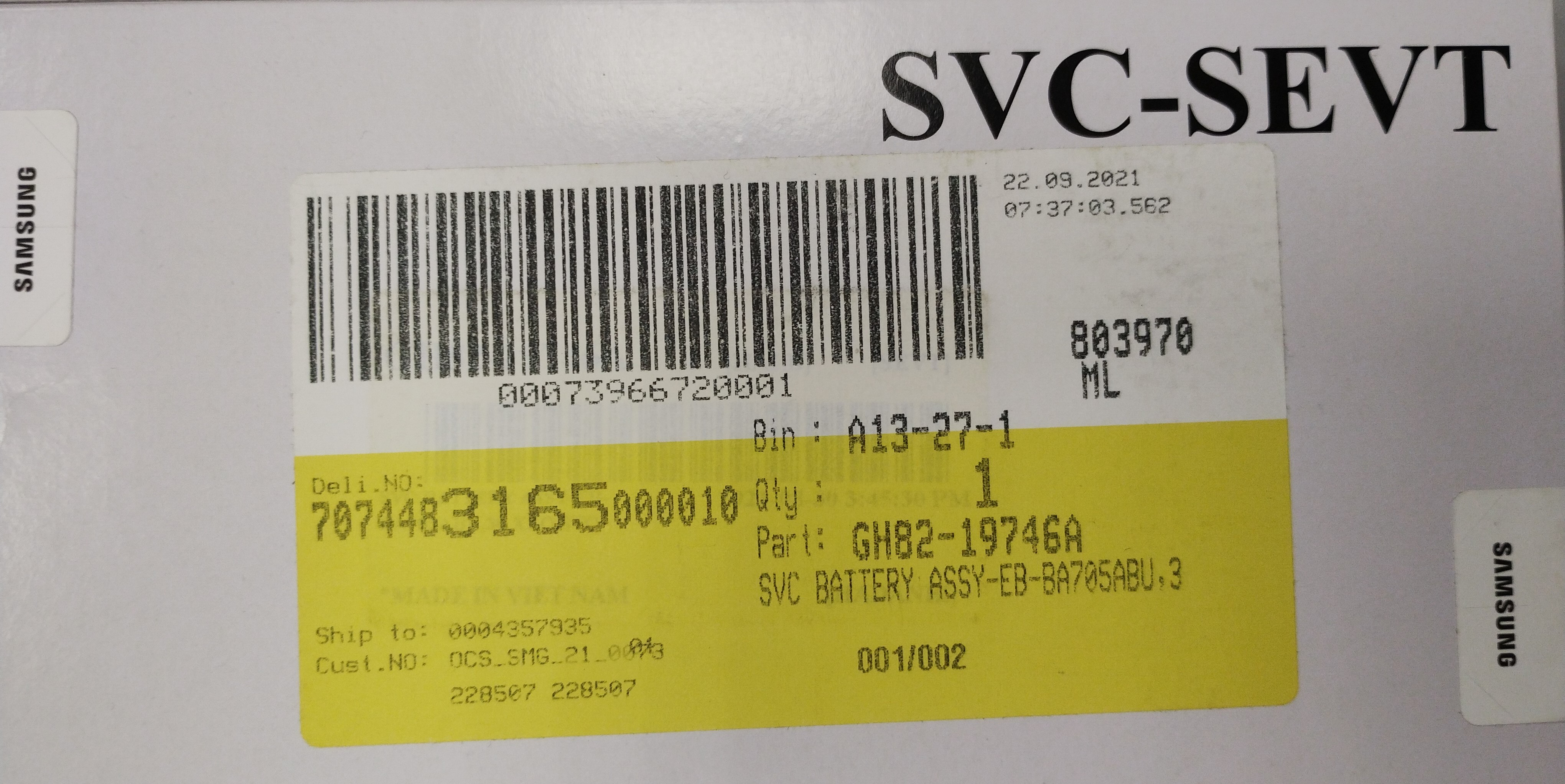 Samsung baterie EB-BA705ABU Li-Ion 4 500 mAh (Service Pack) - GH82-19746A