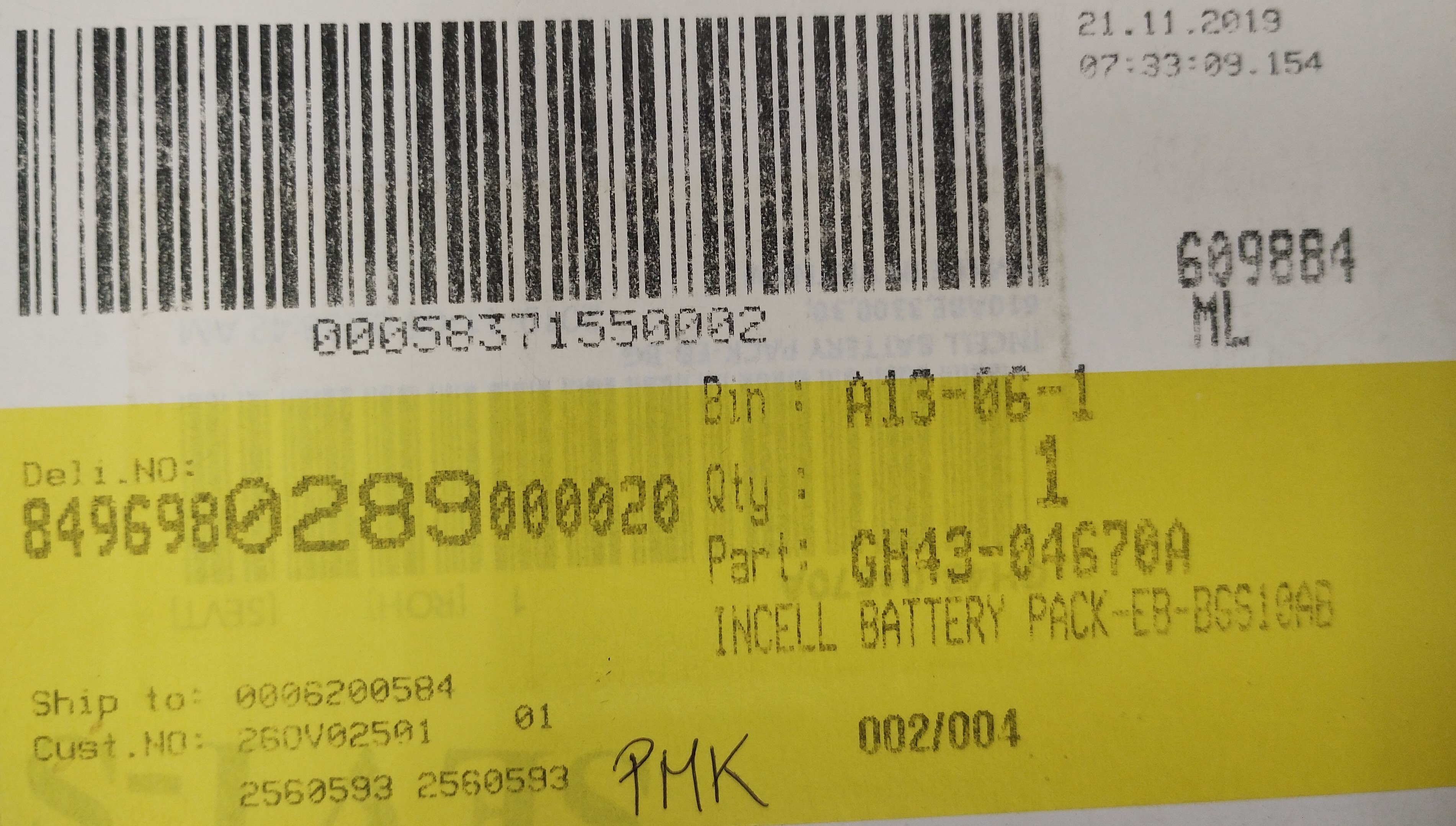 Samsung baterie EB-BG610ABE 3300mAh - GH43-04370A 