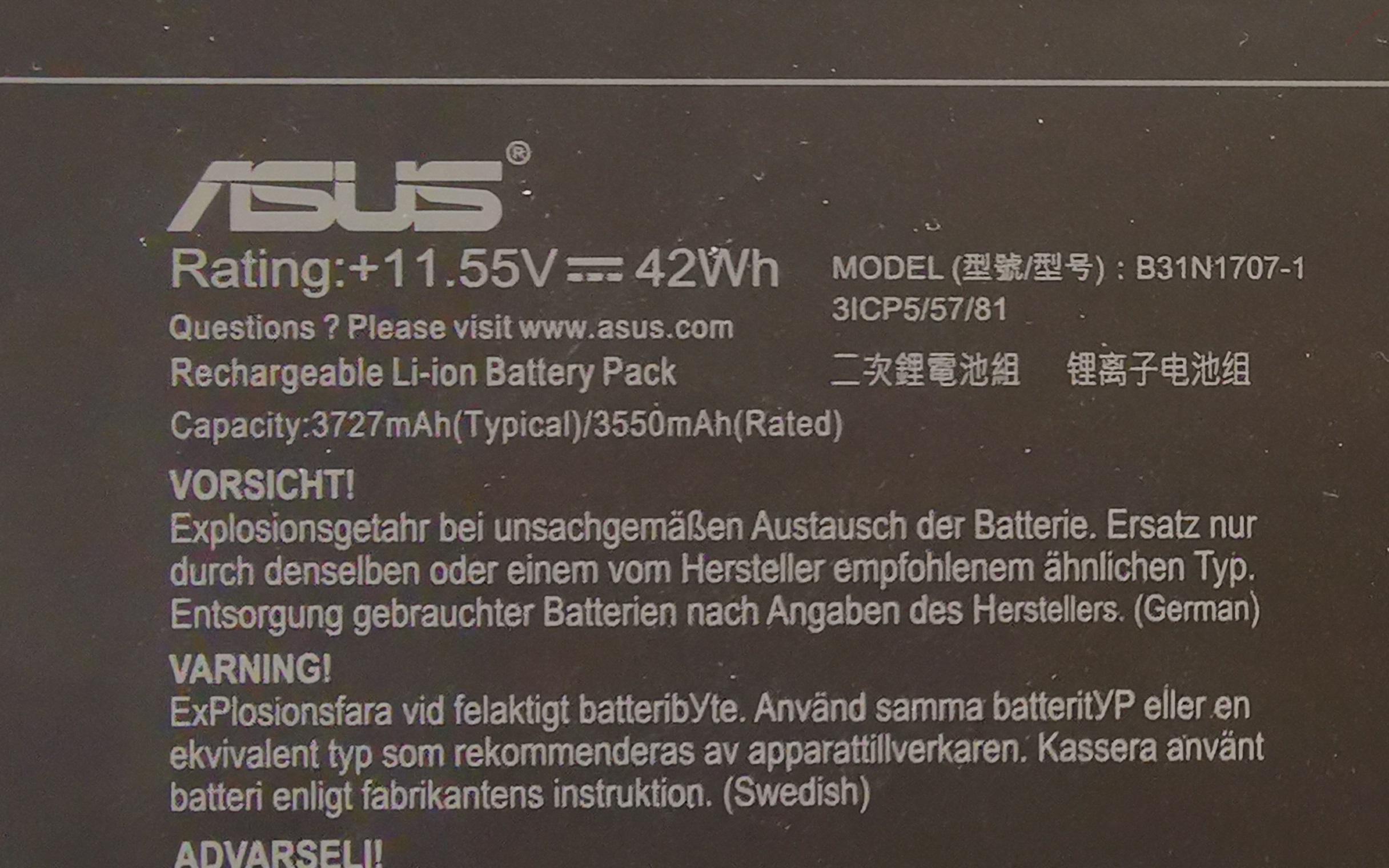 Batérie originál ASUS S401 X411 42Wh B31N1707-1