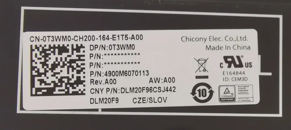 original klávesnice CZ / SK Dell Latitude 5520 5521 5530 5531 5540 Precision 3560 3561 3570 3571 3580 3581 7670 7680 7770 7780 - T3WM0