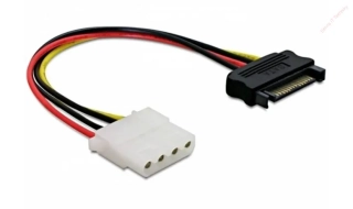 Delock napájecí kabel SATA 15 pin samec na Molex 4 pin samice 12 cm